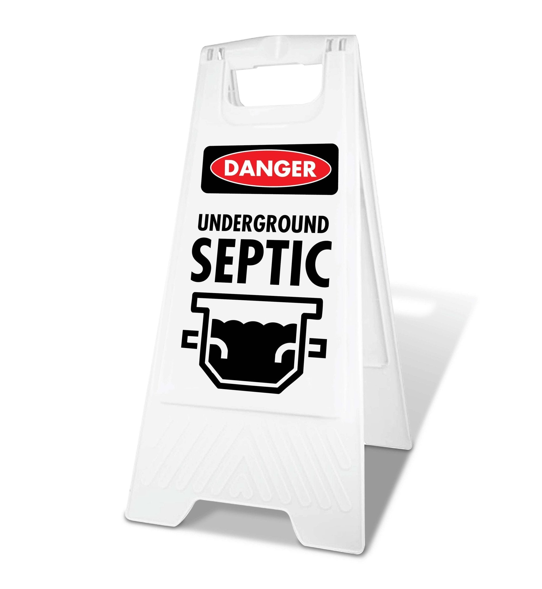 White A - Frame - Danger Underground Septic - New Signs