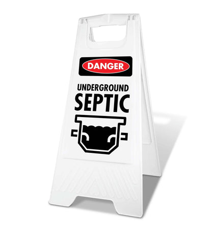 White A - Frame - Danger Underground Septic - New Signs