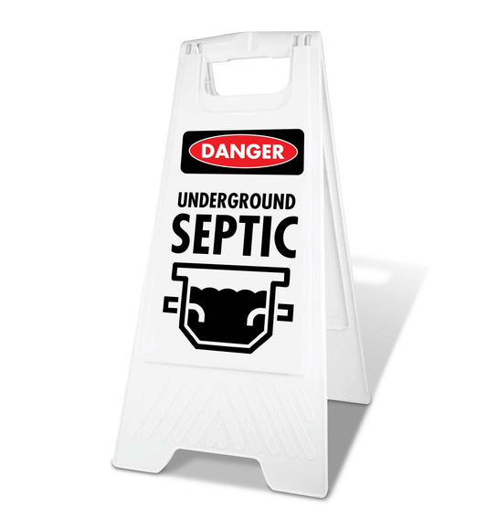 White A - Frame - Danger Underground Septic - New Signs