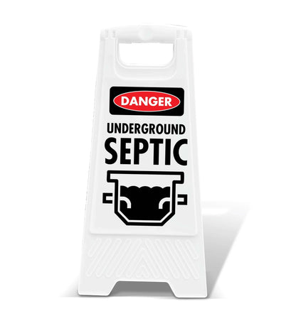 White A - Frame - Danger Underground Septic - New Signs