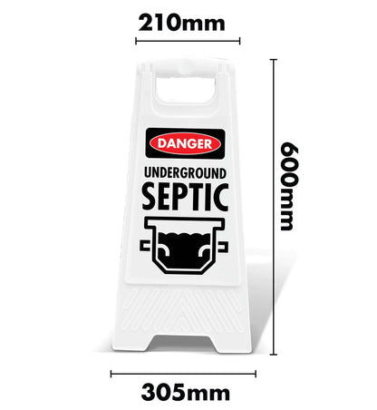 White A - Frame - Danger Underground Septic - New Signs