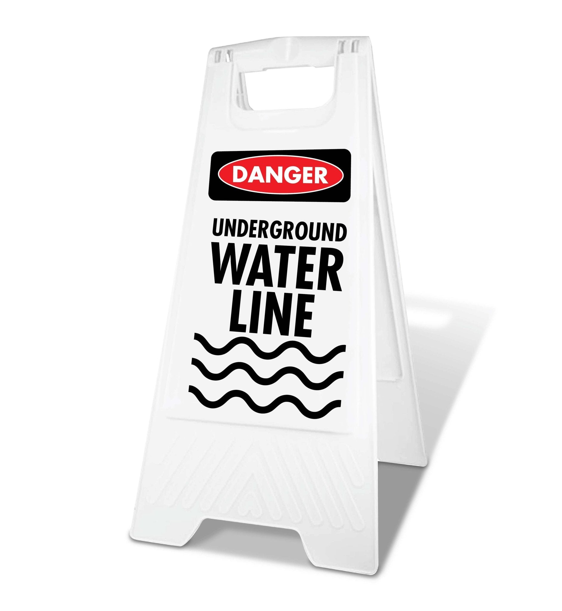 White A - Frame - Danger Underground Water Line - New Signs