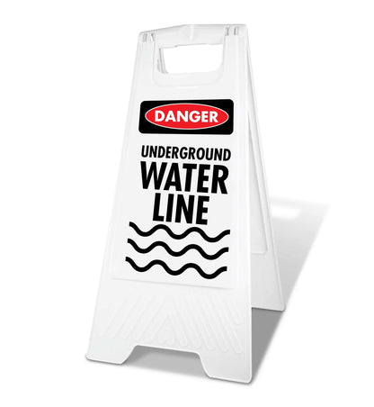 White A - Frame - Danger Underground Water Line - New Signs