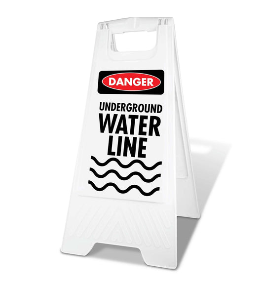 White A - Frame - Danger Underground Water Line - New Signs
