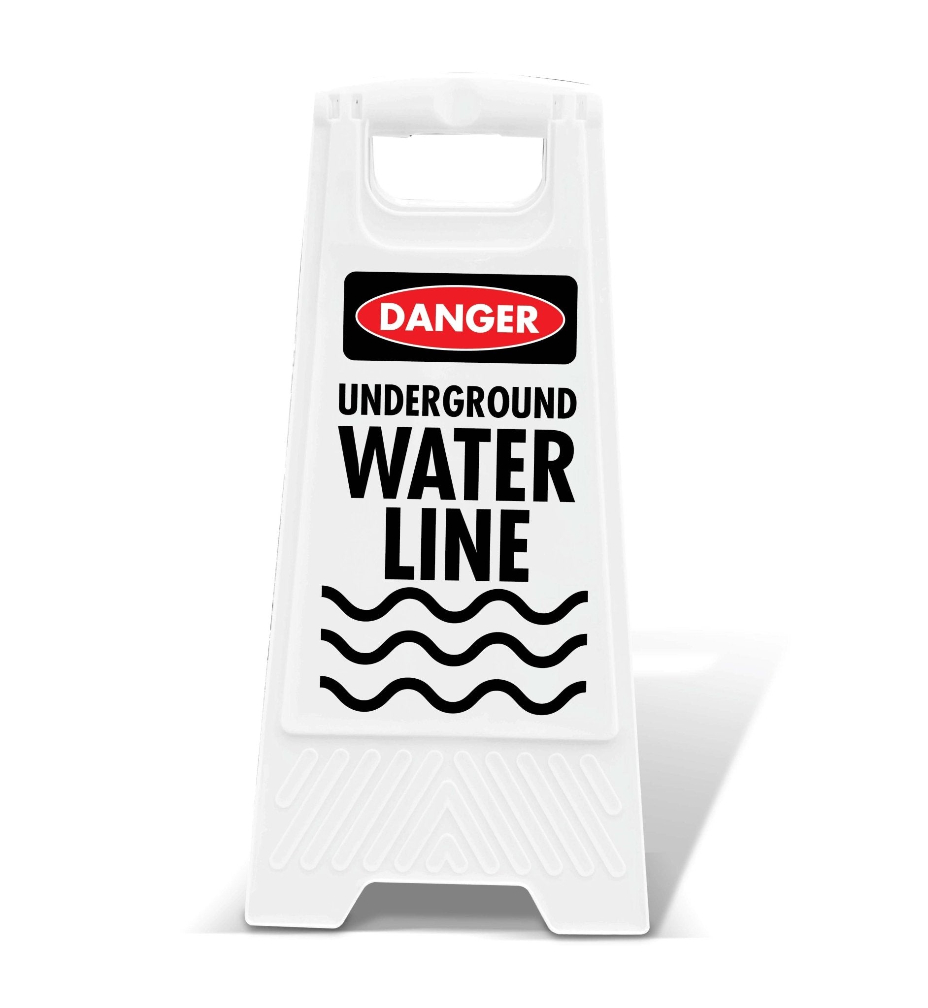 White A - Frame - Danger Underground Water Line - New Signs