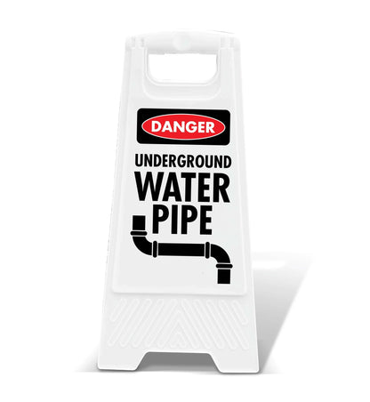White A - Frame - Danger Underground Water Pipe - New Signs