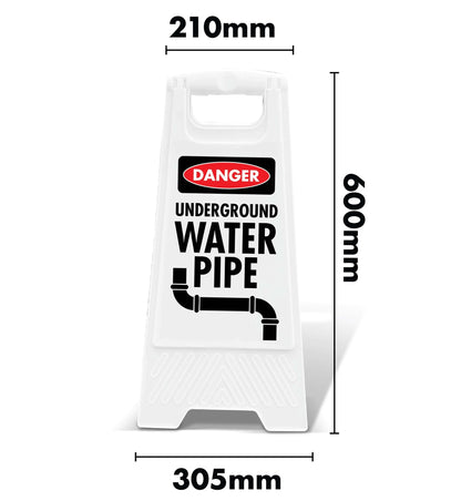 White A - Frame - Danger Underground Water Pipe - New Signs