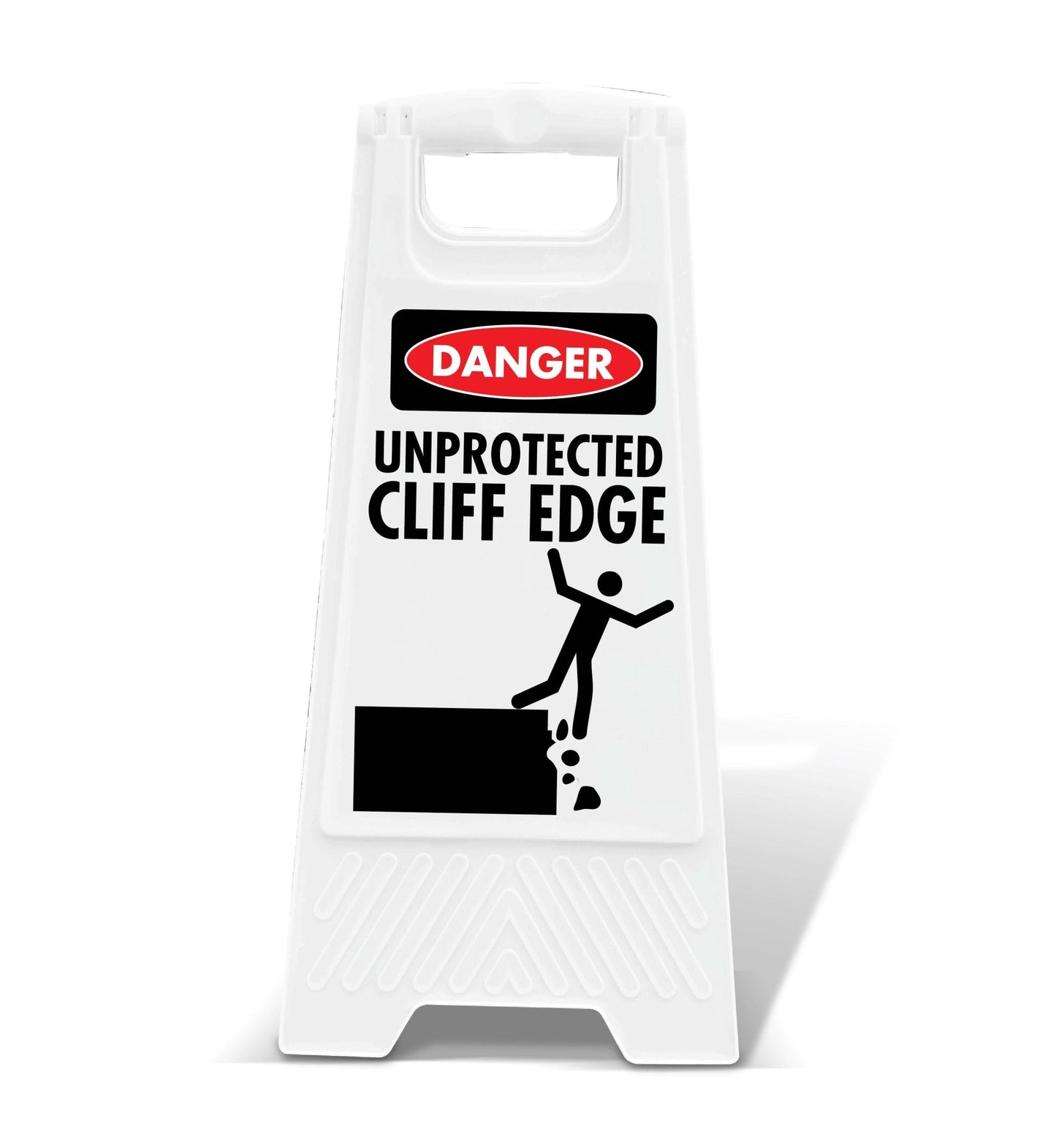 White A - Frame - Danger Unprotected Cliff Edge - New Signs