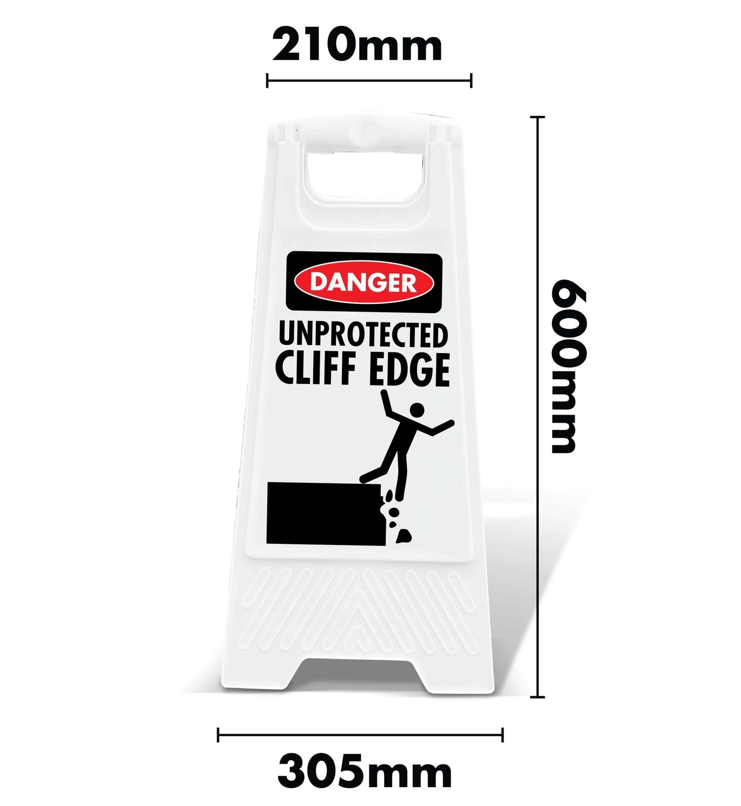 White A - Frame - Danger Unprotected Cliff Edge - New Signs