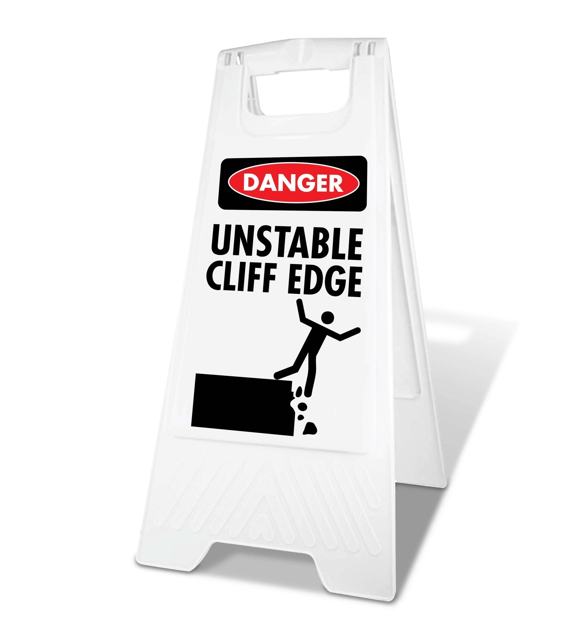 White A - Frame - Danger Unstable Cliff Edge - New Signs
