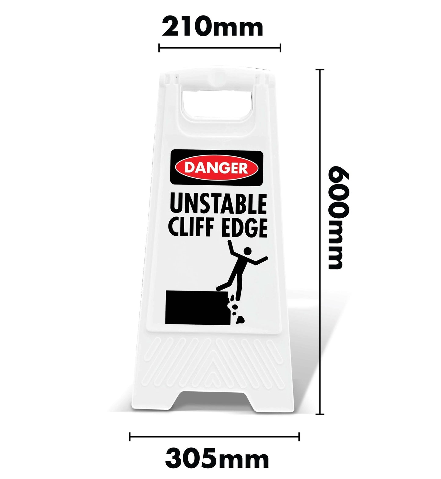 White A - Frame - Danger Unstable Cliff Edge - New Signs
