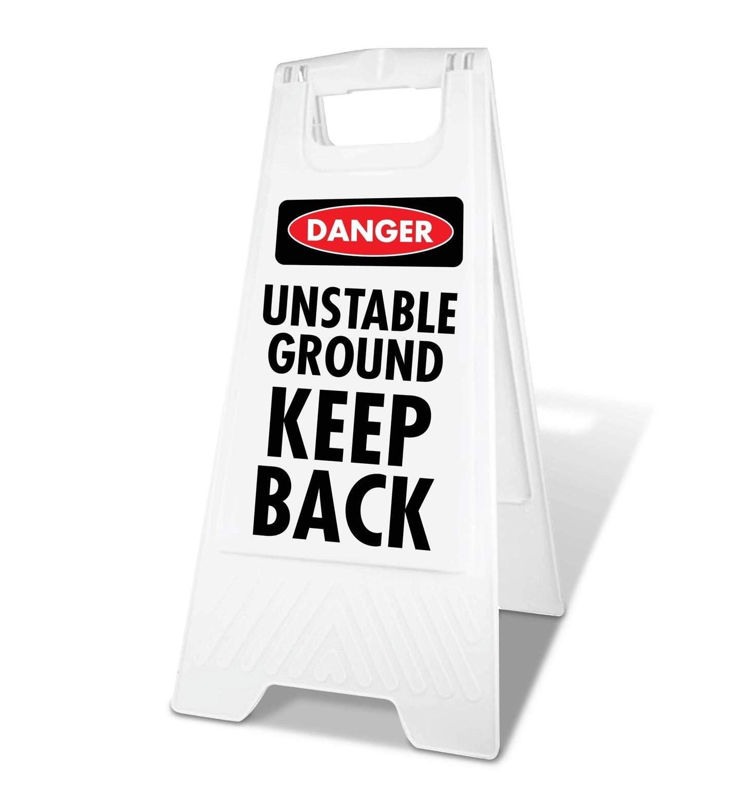 White A - Frame - Danger Unstable Ground Keep Back - New Signs