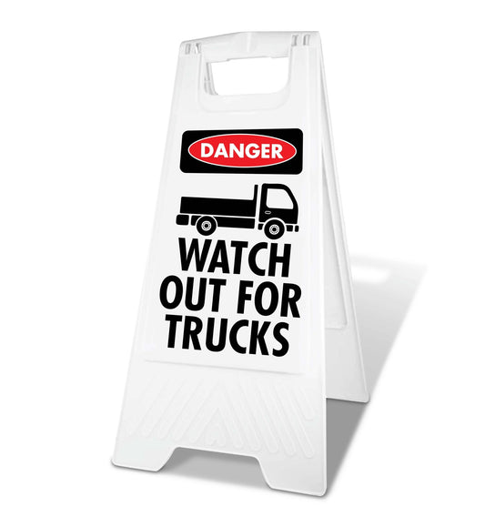 White A - Frame - Danger Watch Out For Trucks - New Signs