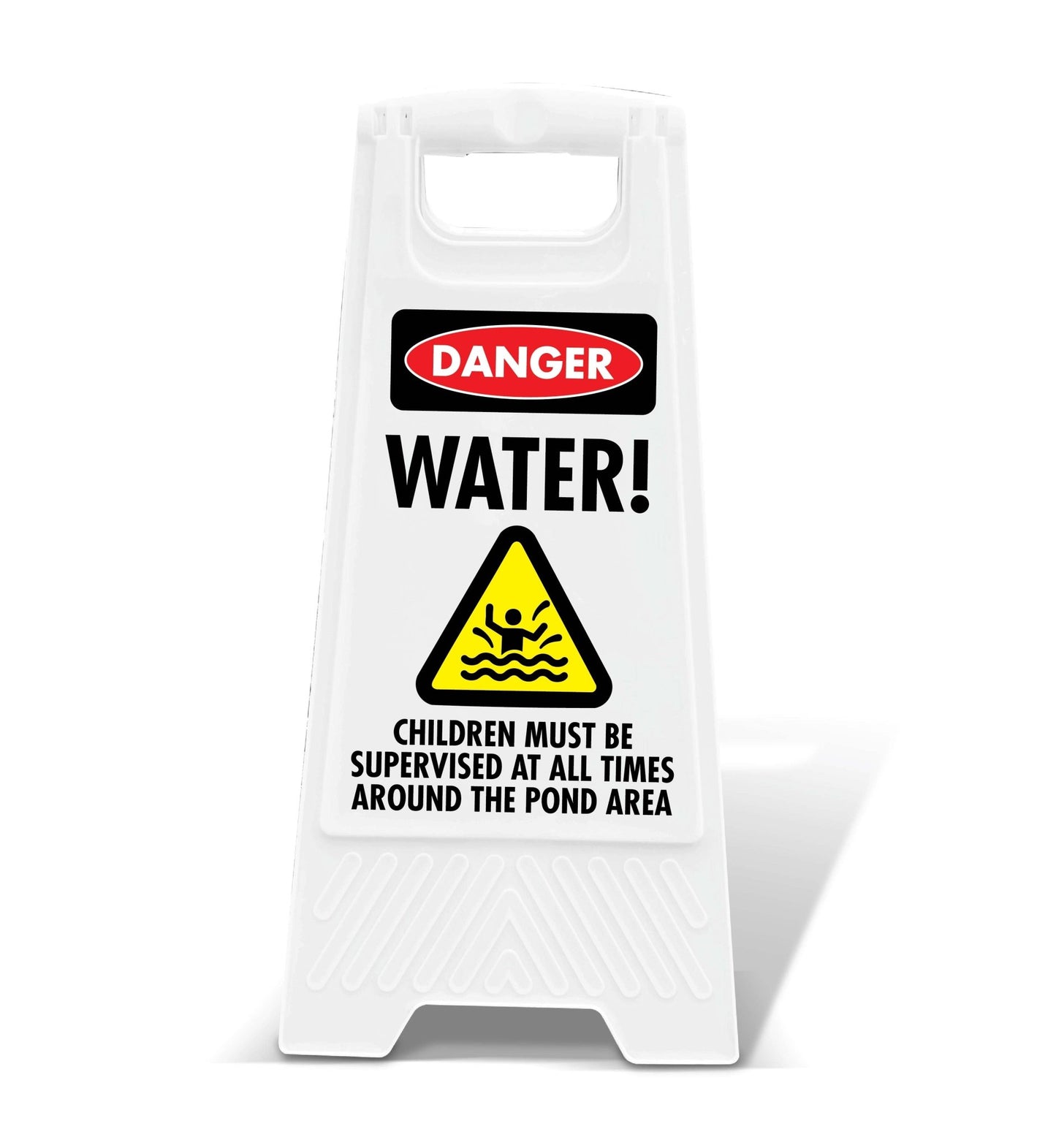 White A - Frame - Danger Water Must Be Supervised - New Signs