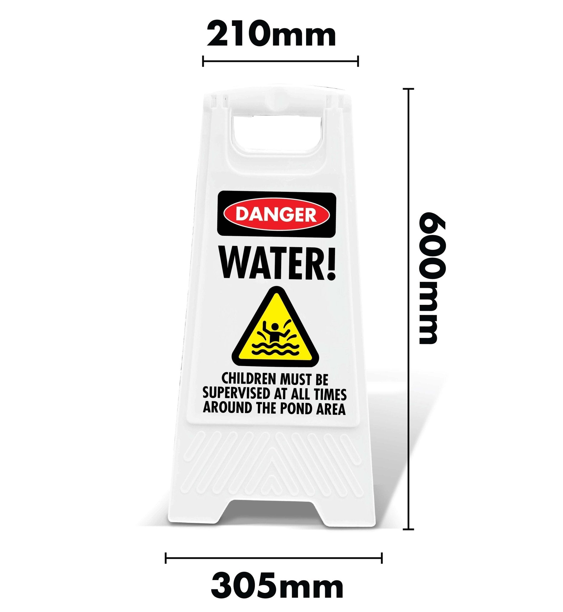 White A - Frame - Danger Water Must Be Supervised - New Signs