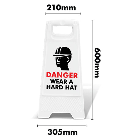 White A - Frame - Danger Wear A Hard Hat - New Signs