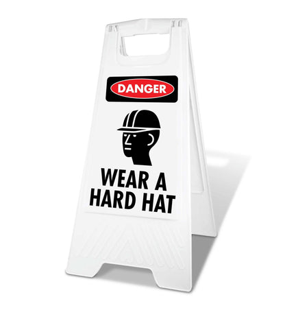 White A - Frame - Danger Wear A Hard Hat - New Signs