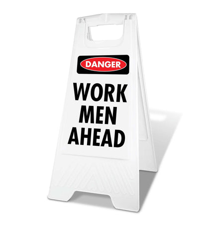 White A - Frame - Danger Work Men Ahead - New Signs