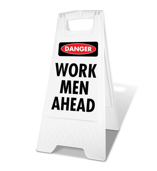 White A - Frame - Danger Work Men Ahead - New Signs
