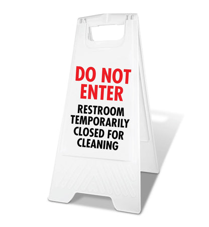 White A - Frame - Do Not Enter Restroom Temporarily Closed For Cleaning - New Signs