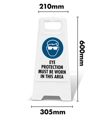 White A - Frame - Eye Protection Must Be Worn In This Area - New Signs