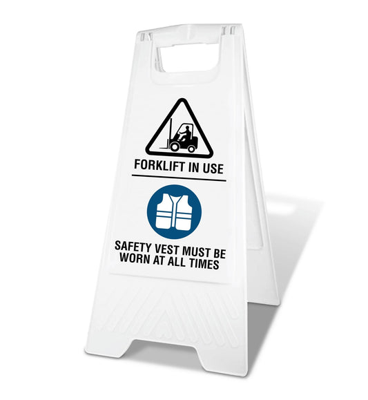 White A - Frame - Forklift And Safety Vest - New Signs