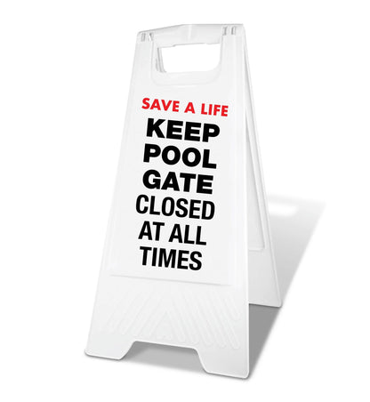 White A - Frame - Keep Pool Gate Closed At All Times - New Signs