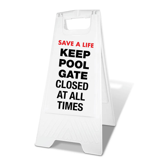White A - Frame - Keep Pool Gate Closed At All Times - New Signs