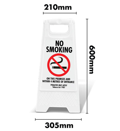 White A - Frame - No Smoking - 4 Metres Of Entrance - New Signs