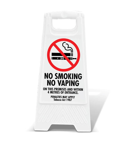 White A - Frame - No Smoking No Vaping - 4 Metres of Entrance - New Signs