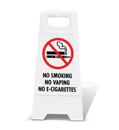 White A - Frame - No Smoking No Vaping No E Cigarettes - New Signs