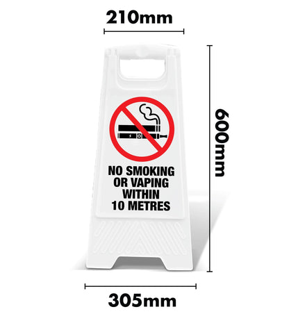 White A - Frame - No Smoking Or Vaping Within 10 Metres - New Signs