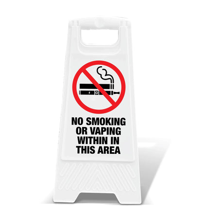 White A - Frame - No Smoking Or Vaping Within In This Area - New Signs