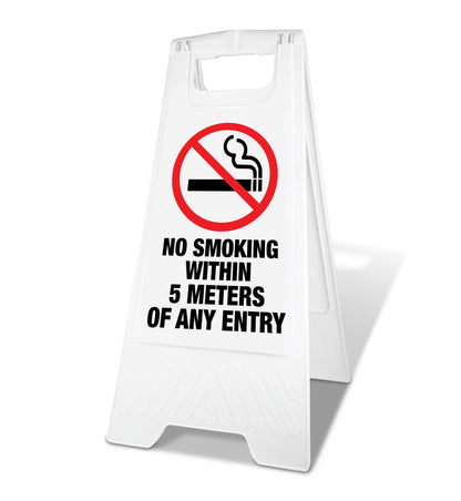 White A - Frame - No Smoking Within 5 Meters Of Any Entry - New Signs