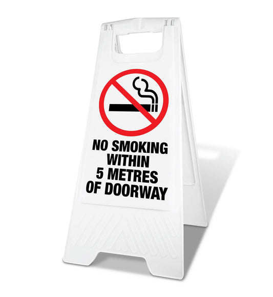 White A - Frame - No Smoking Within 5 Metres Of Doorway - New Signs