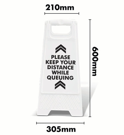 White A - Frame - Please Keep Your Distance While Queuing - New Signs