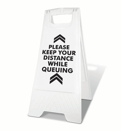 White A - Frame - Please Keep Your Distance While Queuing - New Signs