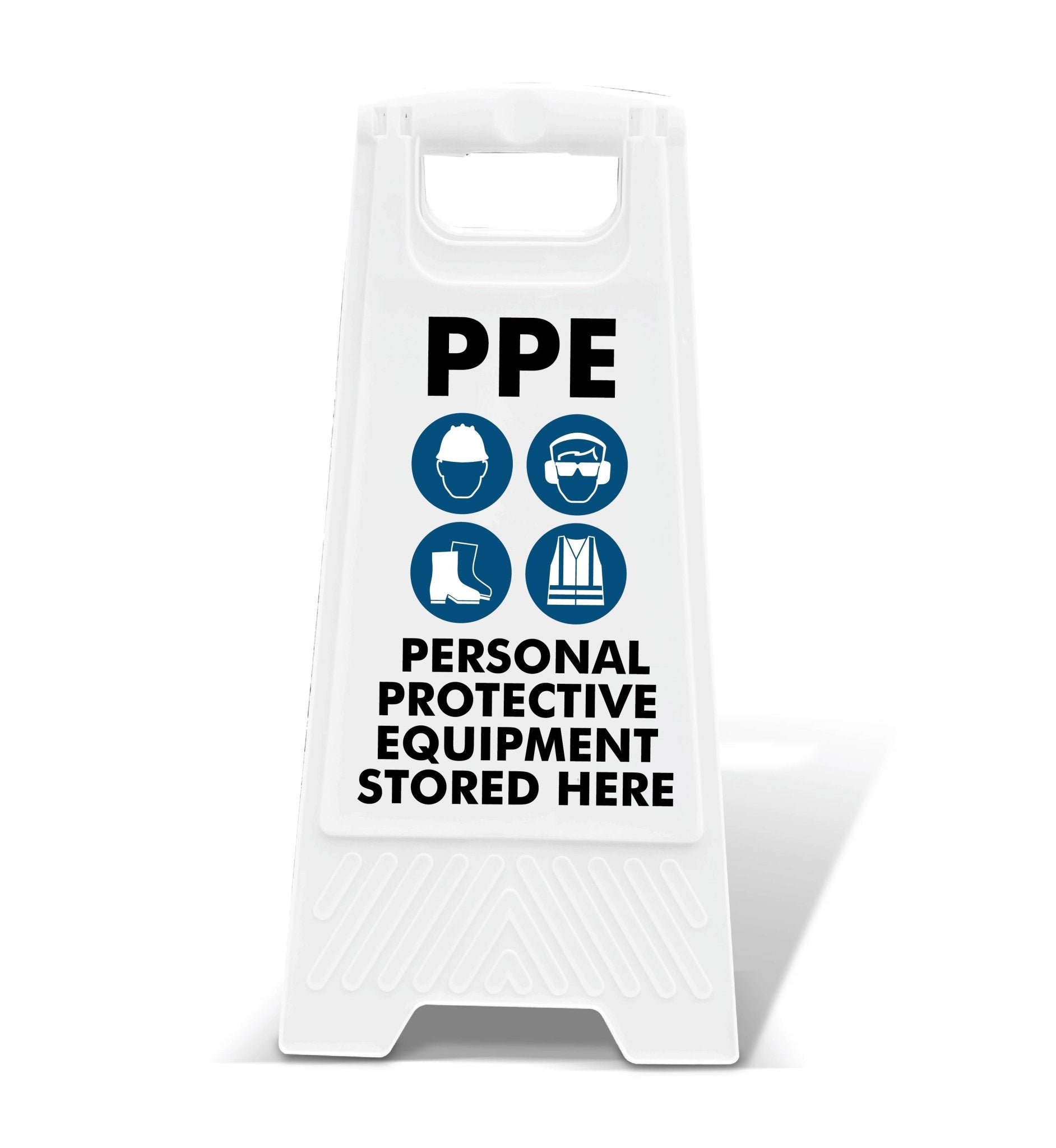 White A - Frame - PPE Personal Protective Equipment Stored Here Symbol - New Signs