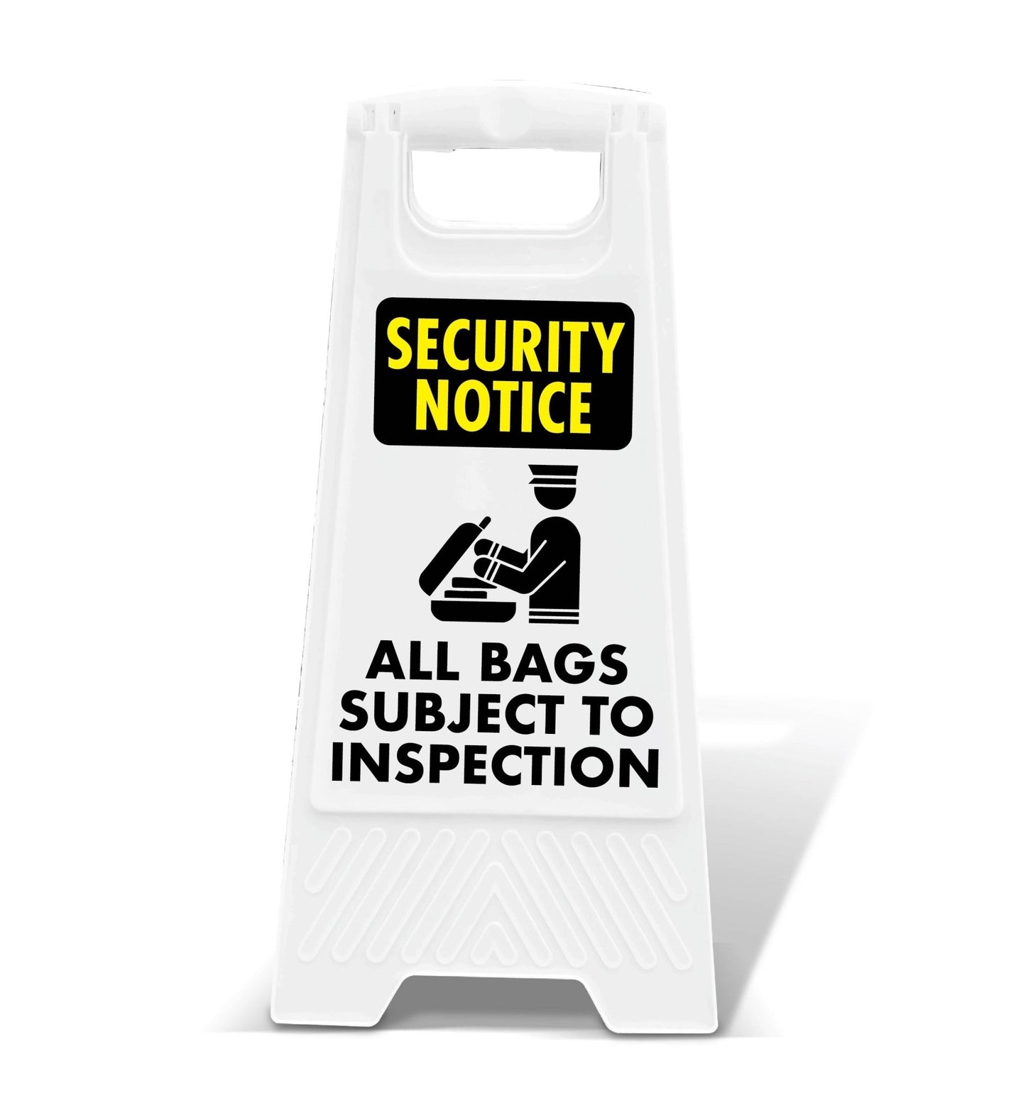 White A - Frame - Security Notice All Bags Subject To Inspection - New Signs