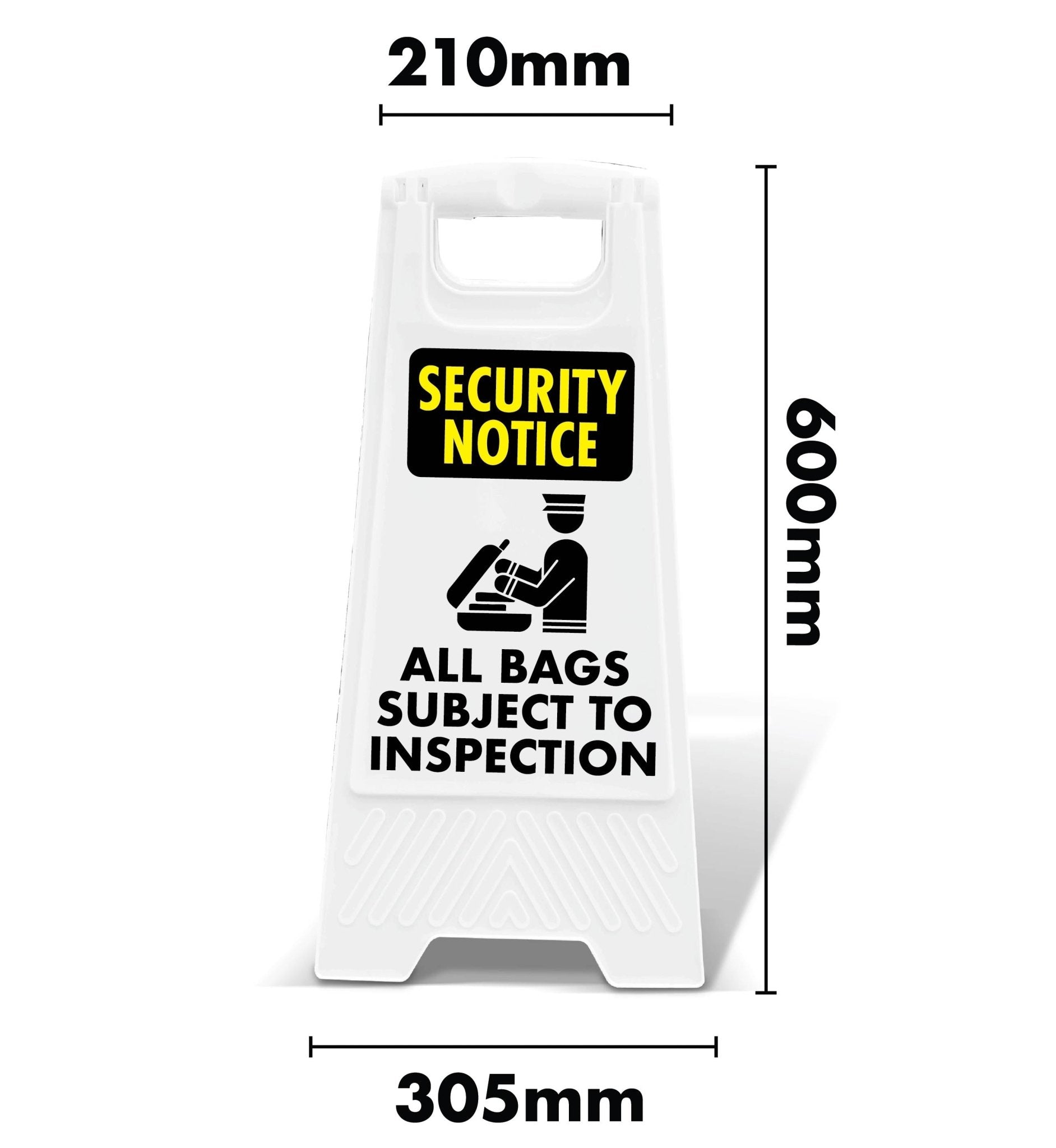 White A - Frame - Security Notice All Bags Subject To Inspection - New Signs