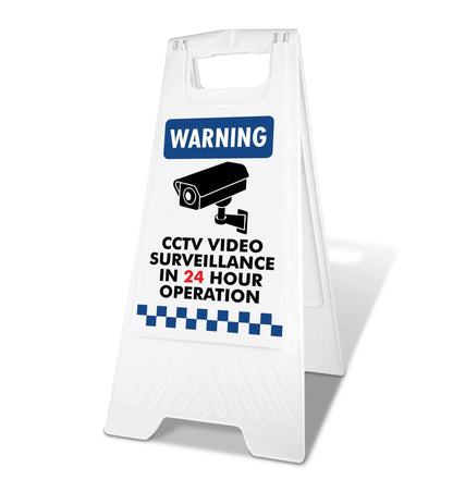 White A - Frame - Warning CCTV Video Surveillance - New Signs