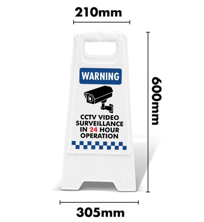 White A - Frame - Warning CCTV Video Surveillance - New Signs