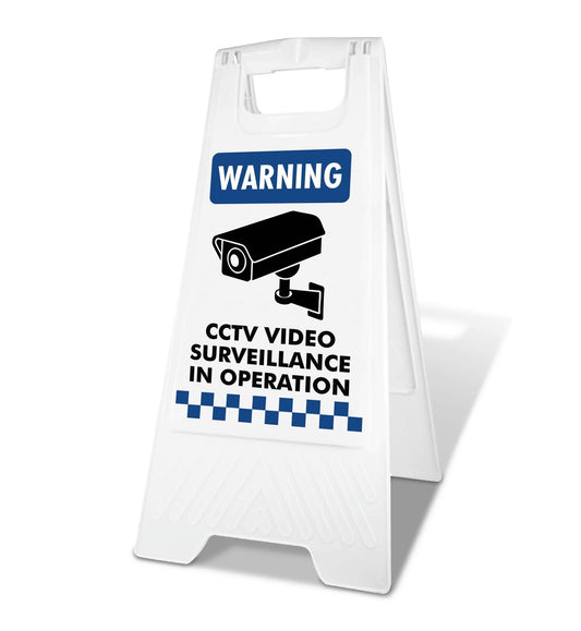 White A - Frame - Warning CCTV Video Surveillance In Operation - New Signs