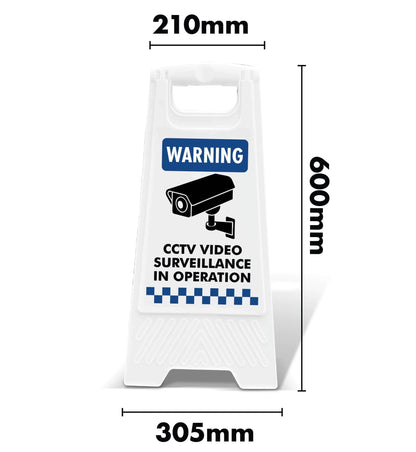 White A - Frame - Warning CCTV Video Surveillance In Operation - New Signs