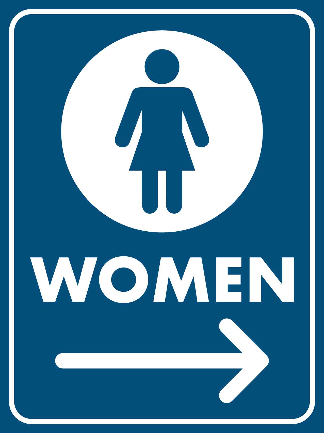 Women Toilet Blue Right Arrow Sign - New Signs