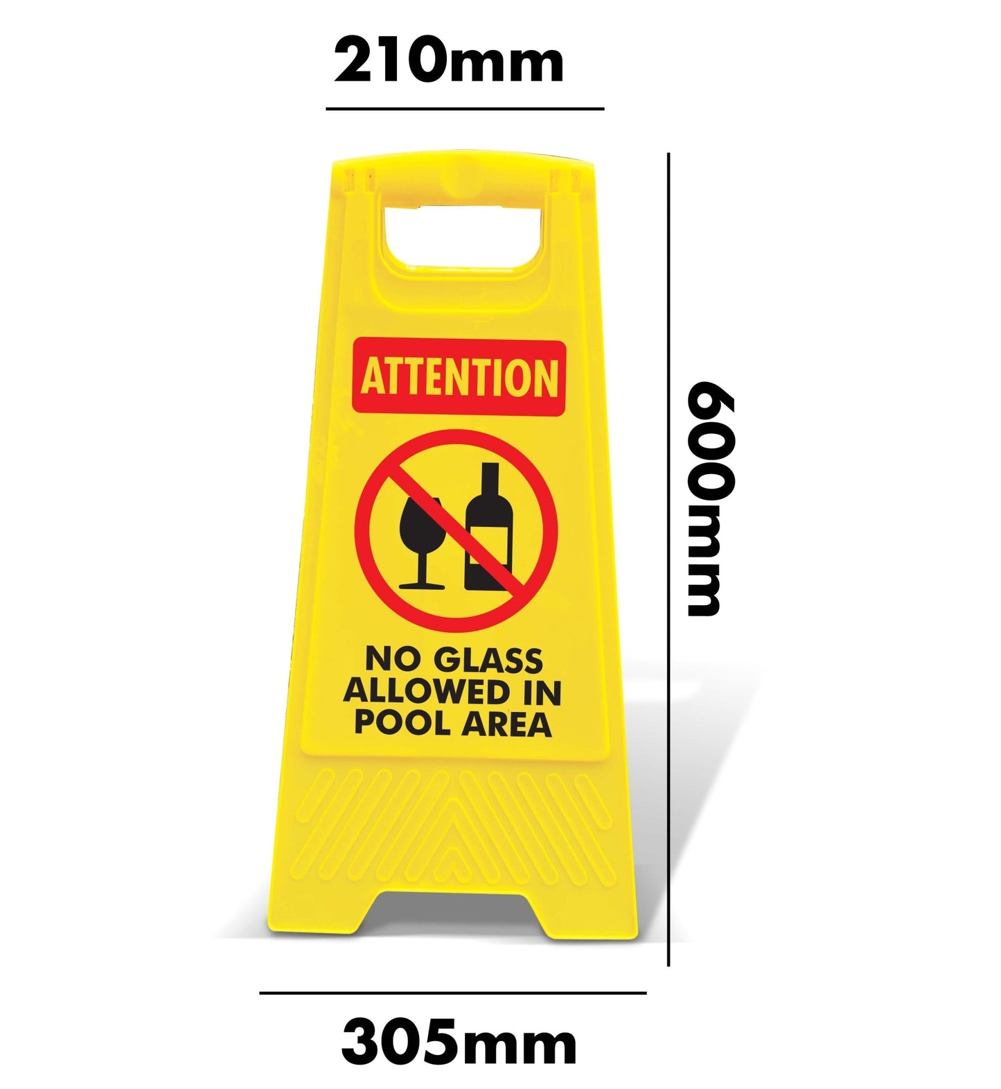 Yellow A - Frame - Attention No Glass Allowed In Pool Area - New Signs