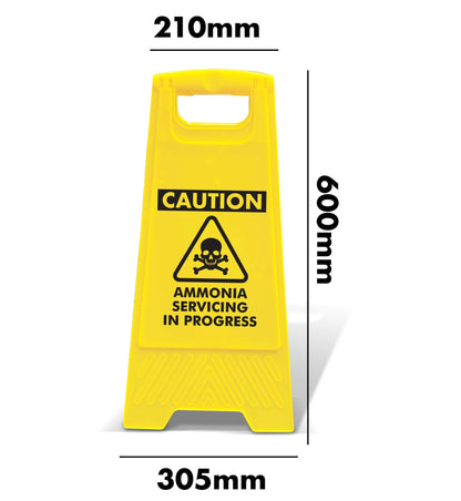 Yellow A - Frame - Caution Ammonia Servicing In Progress - New Signs