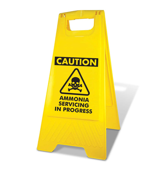Yellow A - Frame - Caution Ammonia Servicing In Progress - New Signs