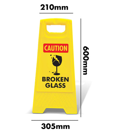 Yellow A - Frame - Caution Broken Glass - New Signs