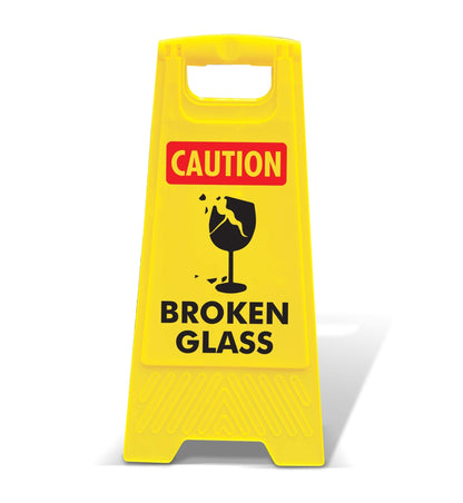 Yellow A - Frame - Caution Broken Glass - New Signs